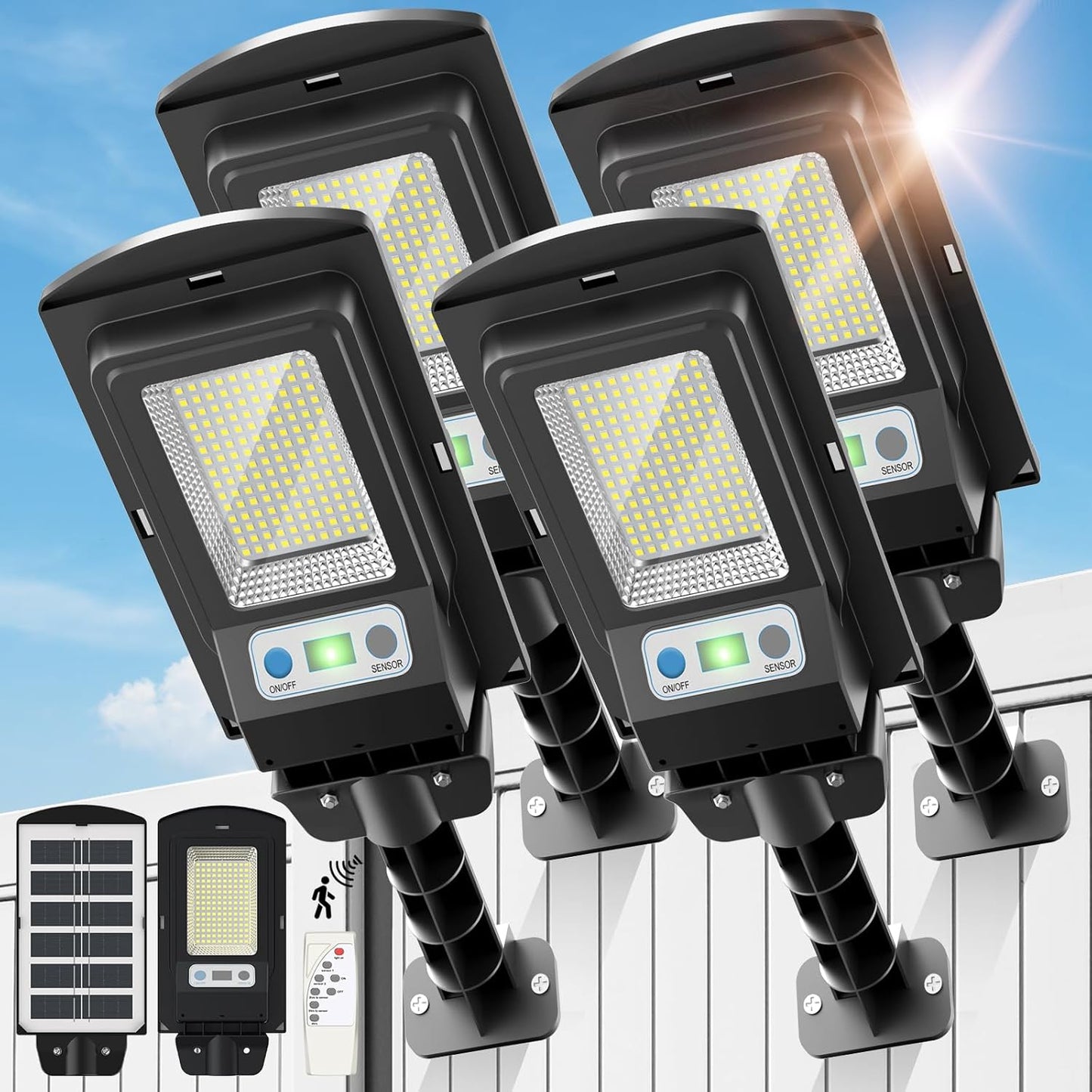 Solar Lights Outdoor with Motion Sensor for Yard and Parking Lot
