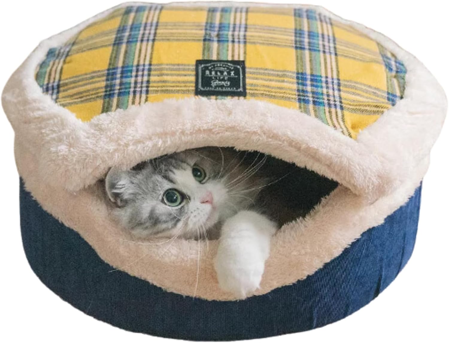 Cat Cave Bed Plush Warm Calming Hideaway for Indoor Kittens