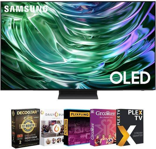 SAMSUNG 65 OLED 4K Smart TV Bundle: Movie Streaming, 4K HDMI Cable x2 & 12-Month Protection