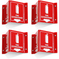 Fire Extinguisher Projecting Sign (4-Pack) V-Sign - Visible All Angles