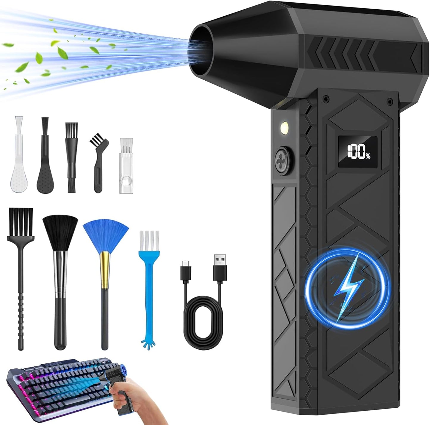 180000RPM Electric Air Duster - Rechargeable, Cordless, Powerful