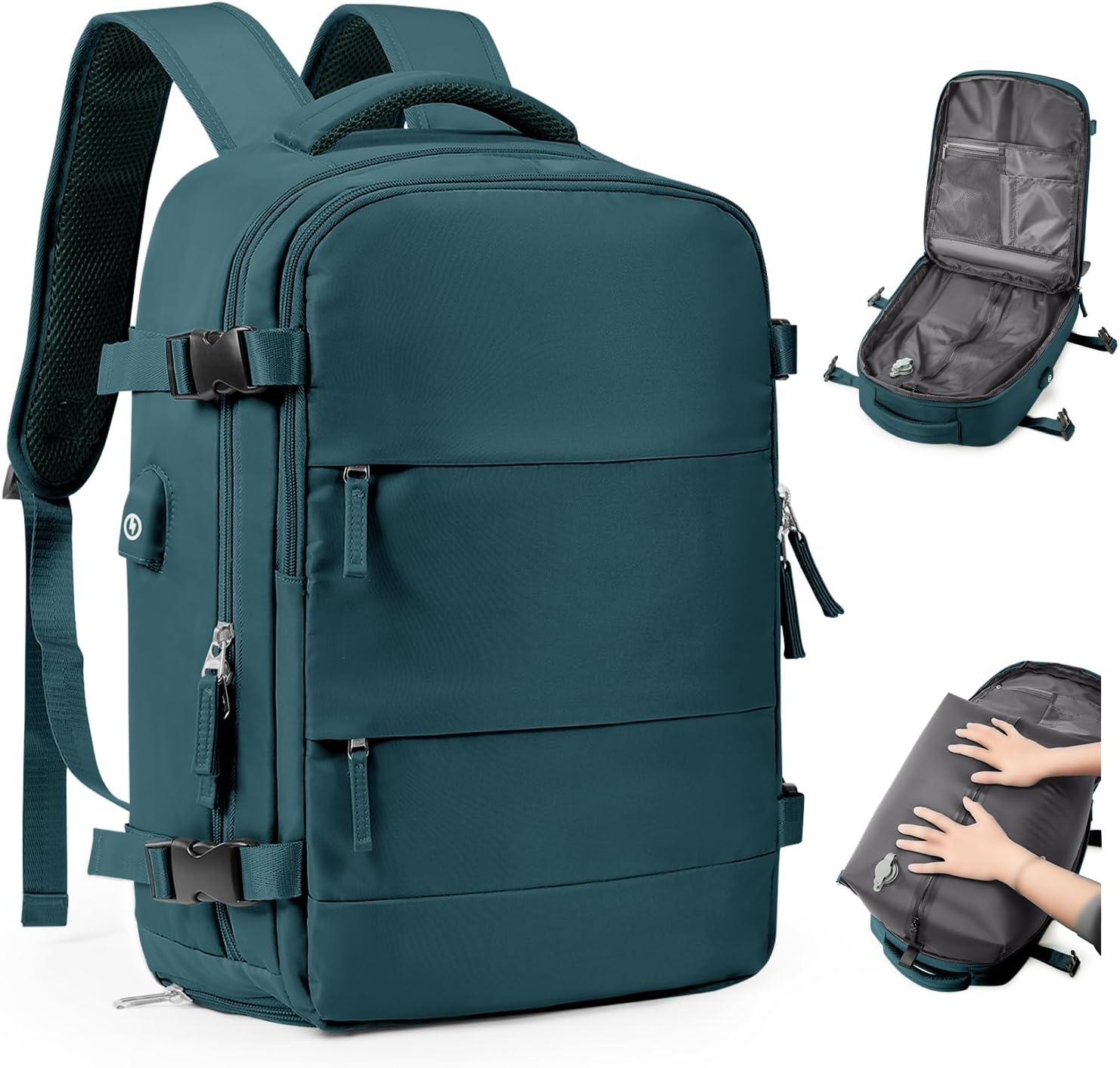 Vacuum Backpack Travel Laptop Bag for Men and Women in Peacock Blue