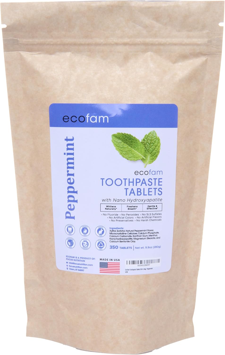 Toothpaste Tablets Peppermint - Chewable Nano Hydroxyapatite