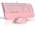 Retro Pink Typewriter-Style Keyboard and Mouse Combo - Cute Wired