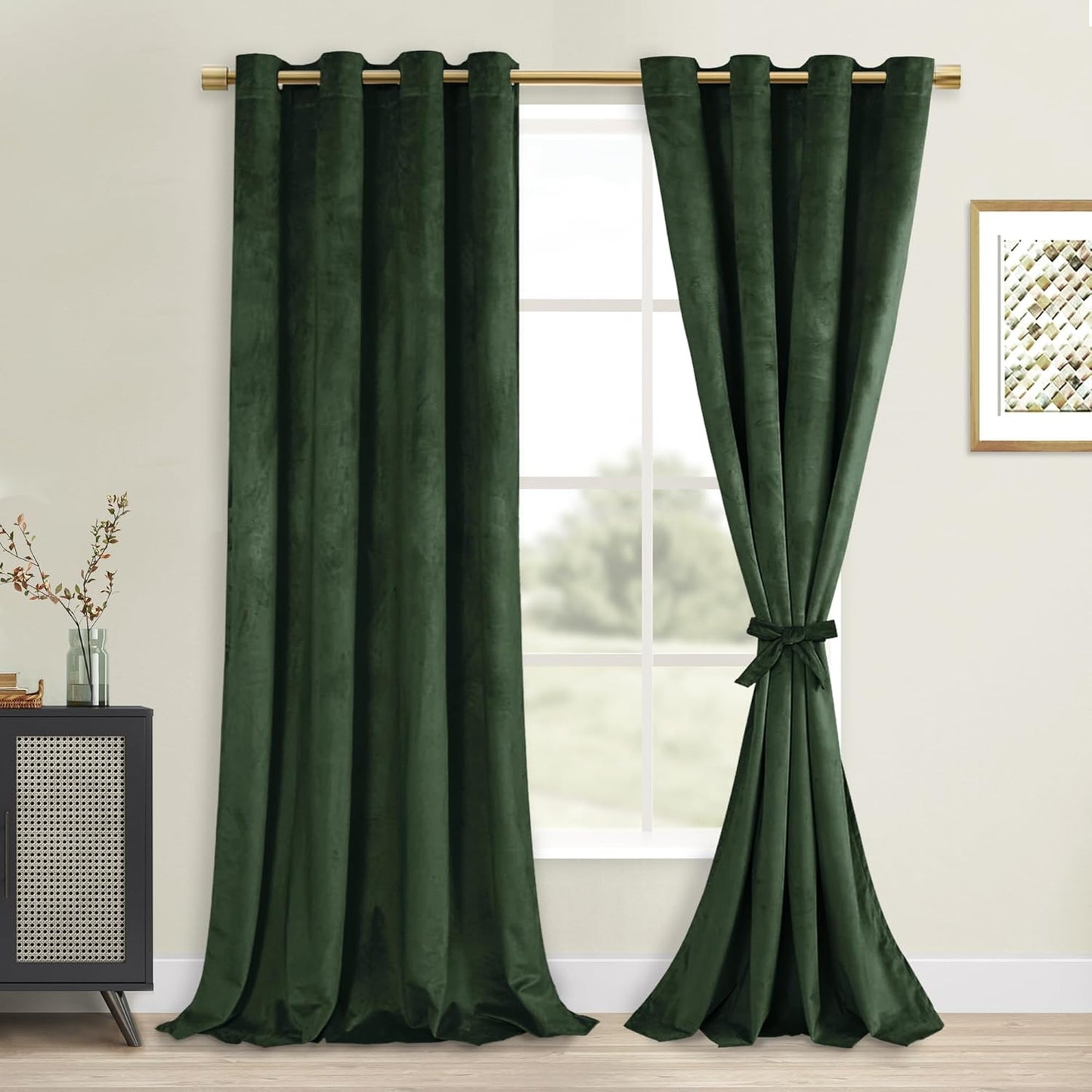 Elegant Olive Green Velvet Curtains for Sunlight Blocking Needs