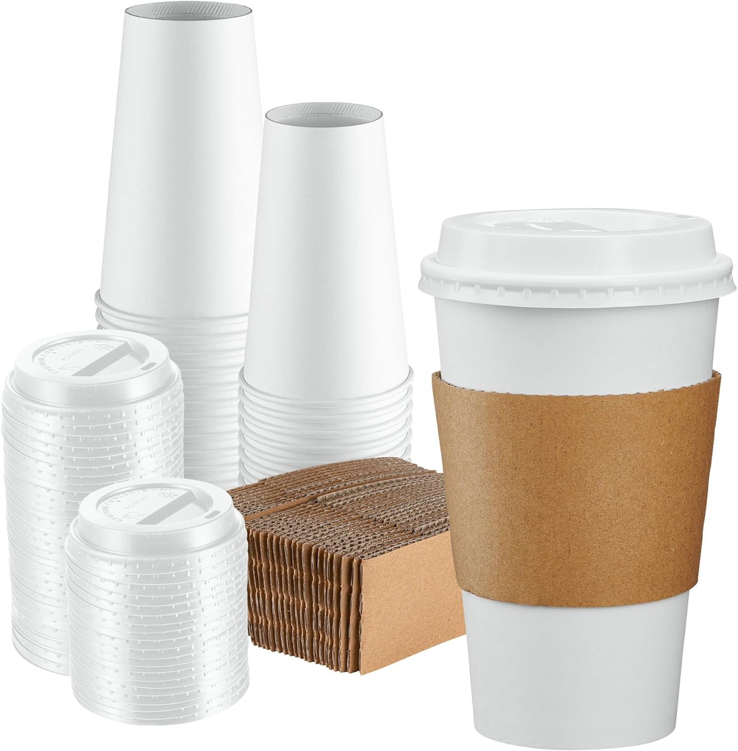 50 Sets 16 oz. Disposable Coffee Cups - Leakproof & Insulated