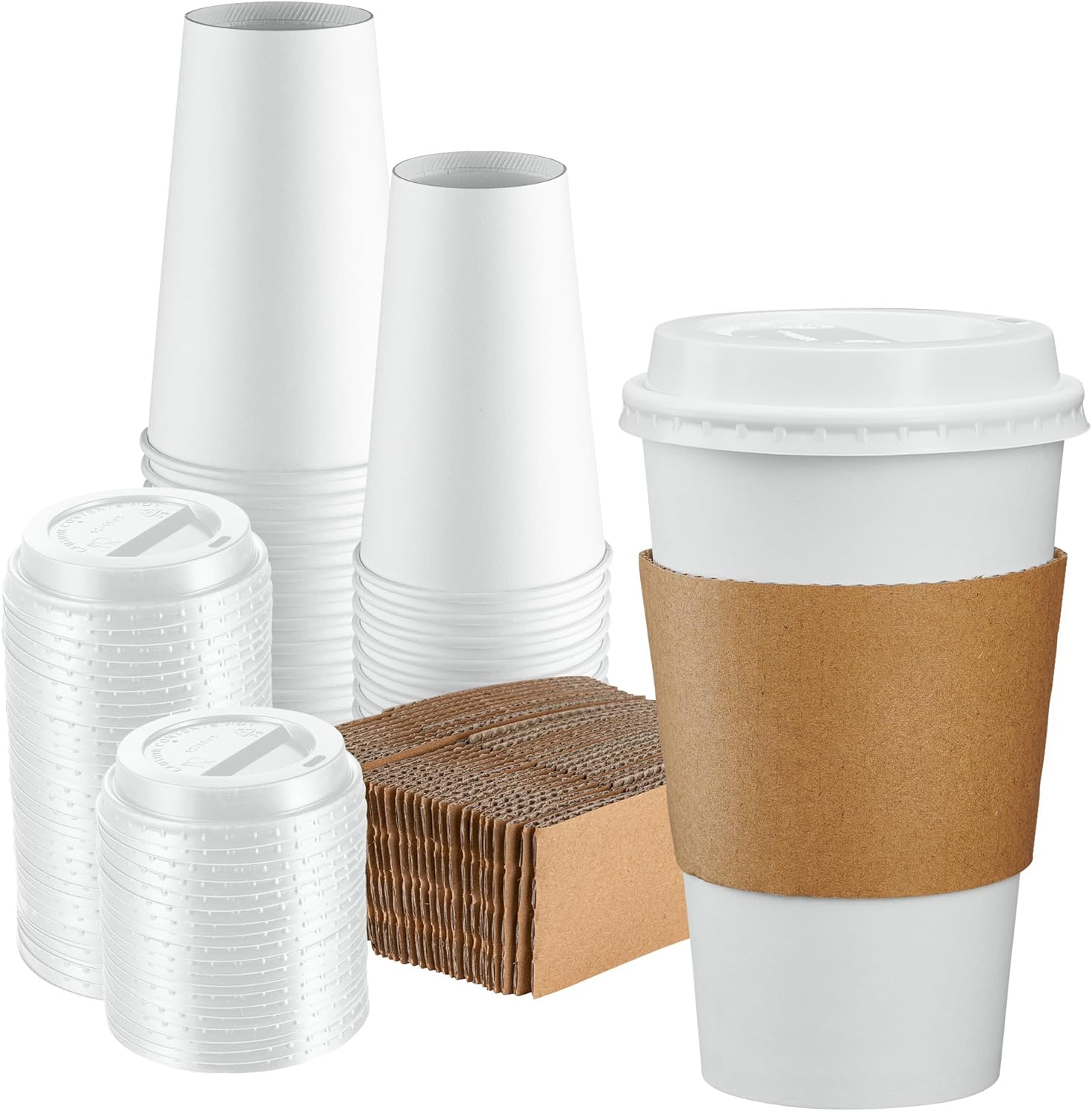 50 Sets 16 oz. Disposable Coffee Cups - Leakproof & Insulated