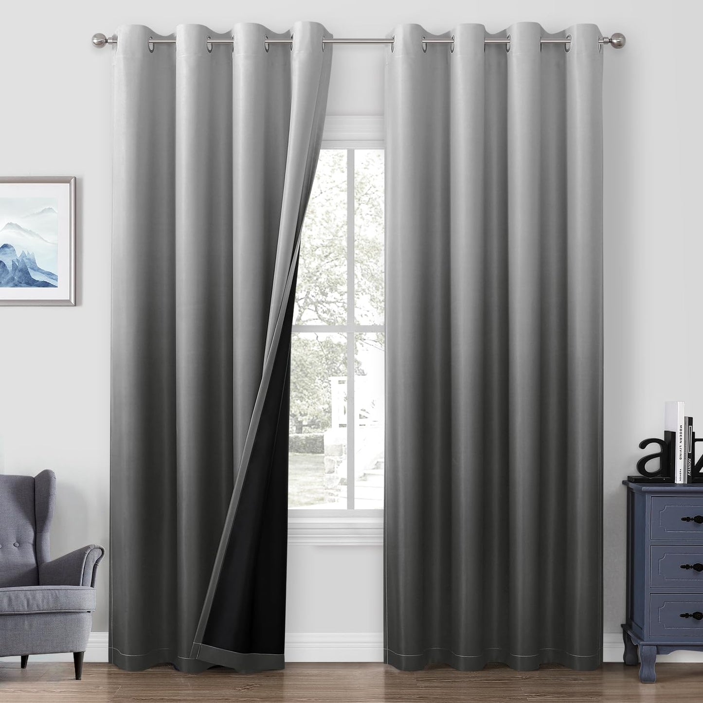 Ombre Blackout Curtains for Bedroom - 100% Light Blocking Drapes