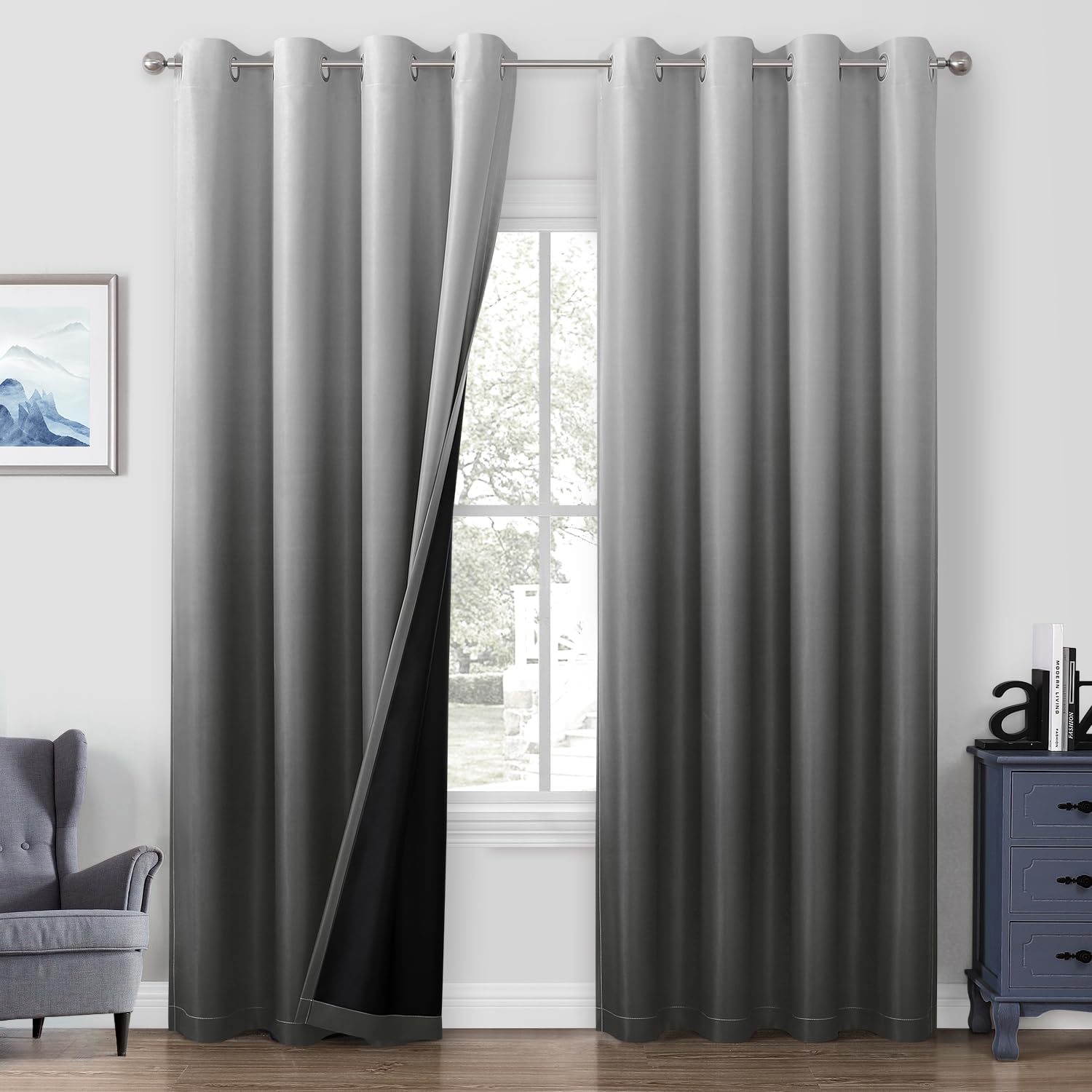 Ombre Blackout Curtains for Bedroom - 100% Light Blocking Drapes