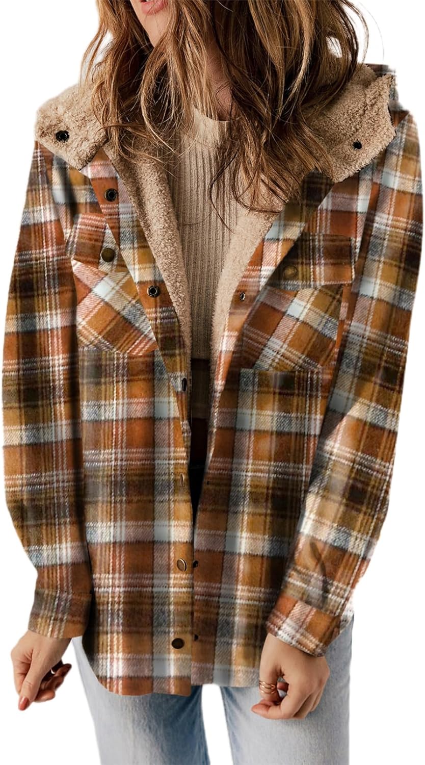 Dokotoo Womens Plaid Shacket Jacket for Stylish Warmth