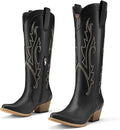 Rollda Cowboy Boots for Women Knee-High Pointy Toe - Timeless Western