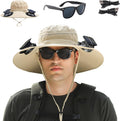 Fishing Hats with Sunglasses Wide Brim Sun Hat with Solar Fans - UPF