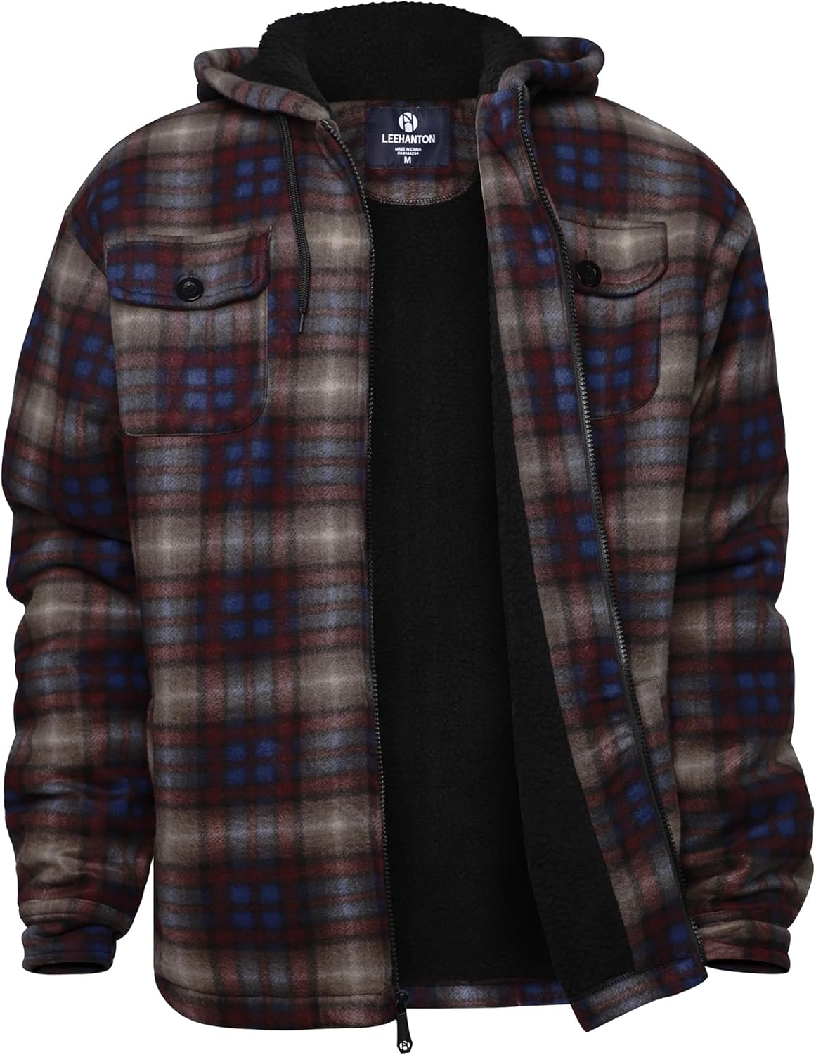 Facitisu Flannel Hoodies for Men - Warm Sherpa Lined Jacket