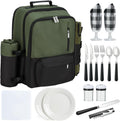 Couple Gifts 24L Picnic Backpack for 2 - Insulated Green Cooler