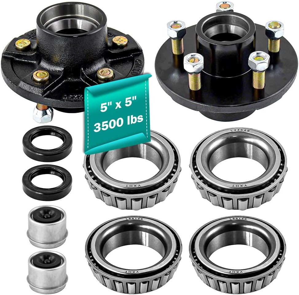 5 Lug Trailer Hub Kit for 3500lbs, Heavy Duty Idler Hub