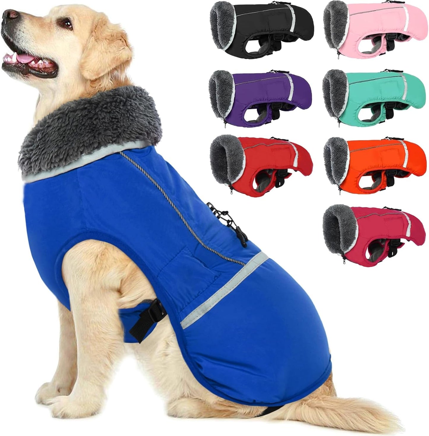 QBLEEV Warm Dog Coat - Waterproof Reflective Jacket for Winter