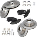 TRQ Front & Rear Posi Metallic Brake Pad & Rotor Kit Set - Direct Fit