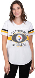 Women's NFL Official Soft Mesh Varsity Stripe Tee for Game Day