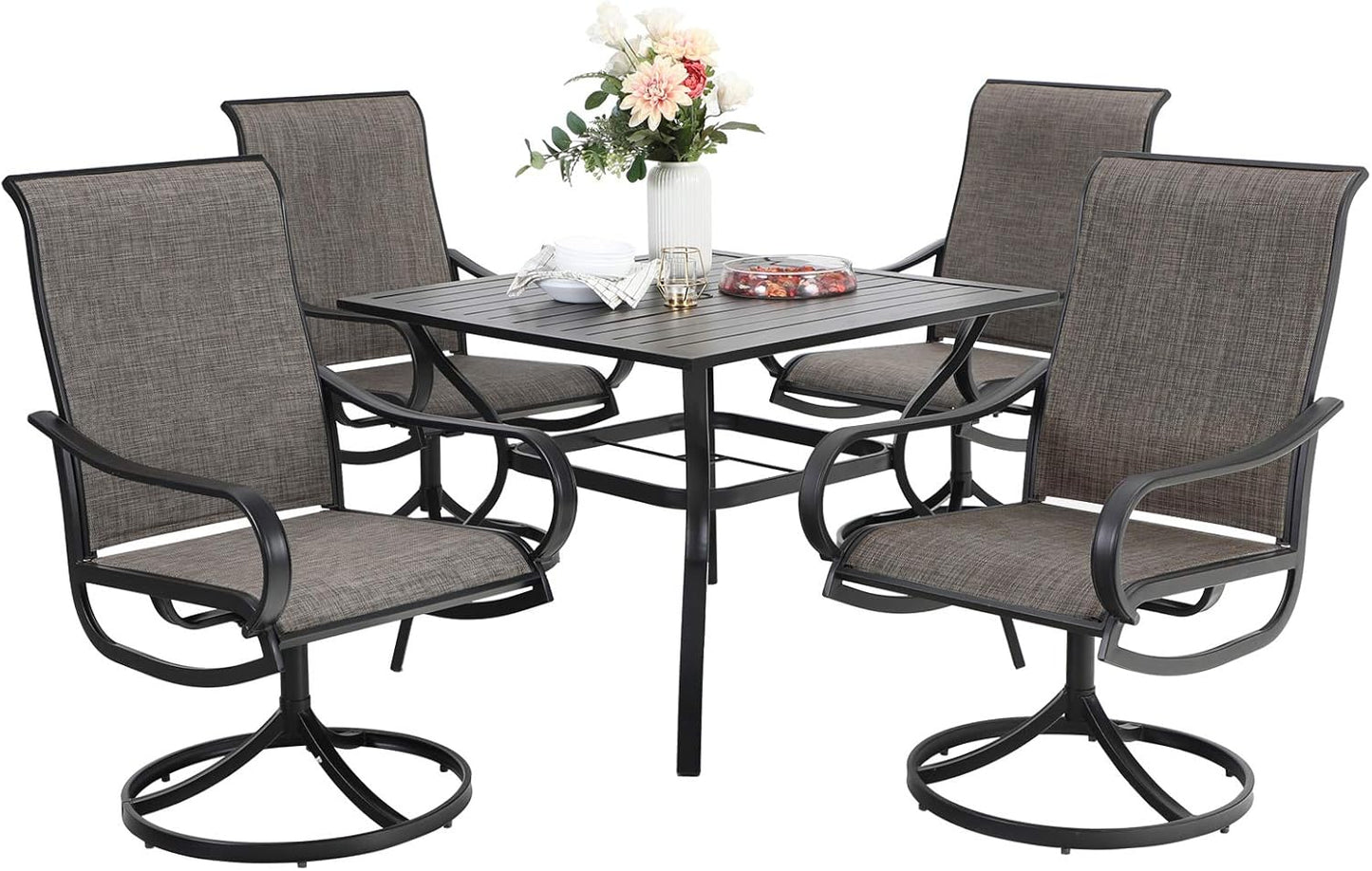 Sophia & William Outdoor Dining Set for 4 with Swivel Chairs