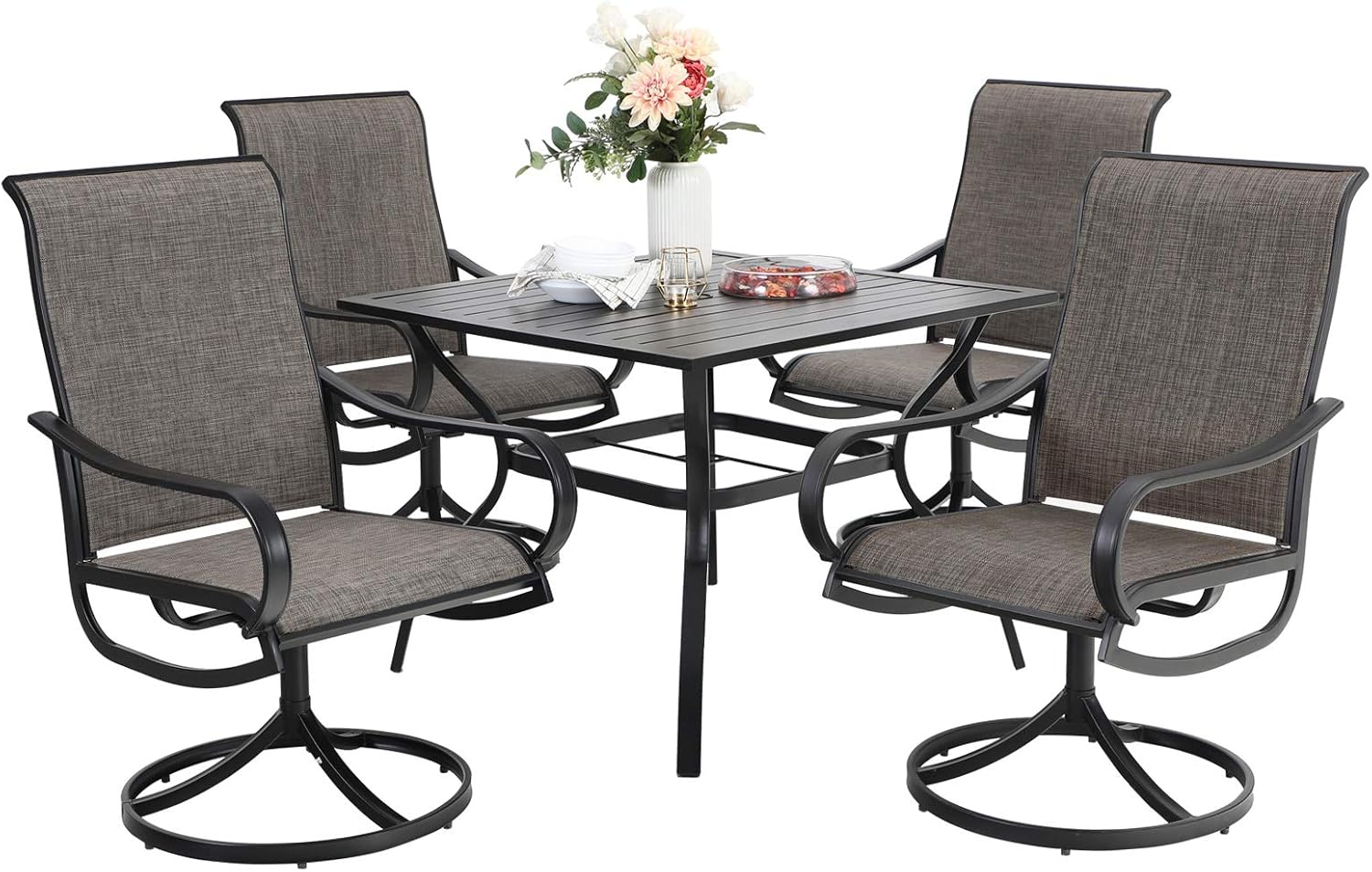 Sophia & William Outdoor Dining Set for 4 with Swivel Chairs