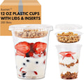 12 oz Clear Plastic Parfait Cups with Insert & Flat Lids - Pack of 150