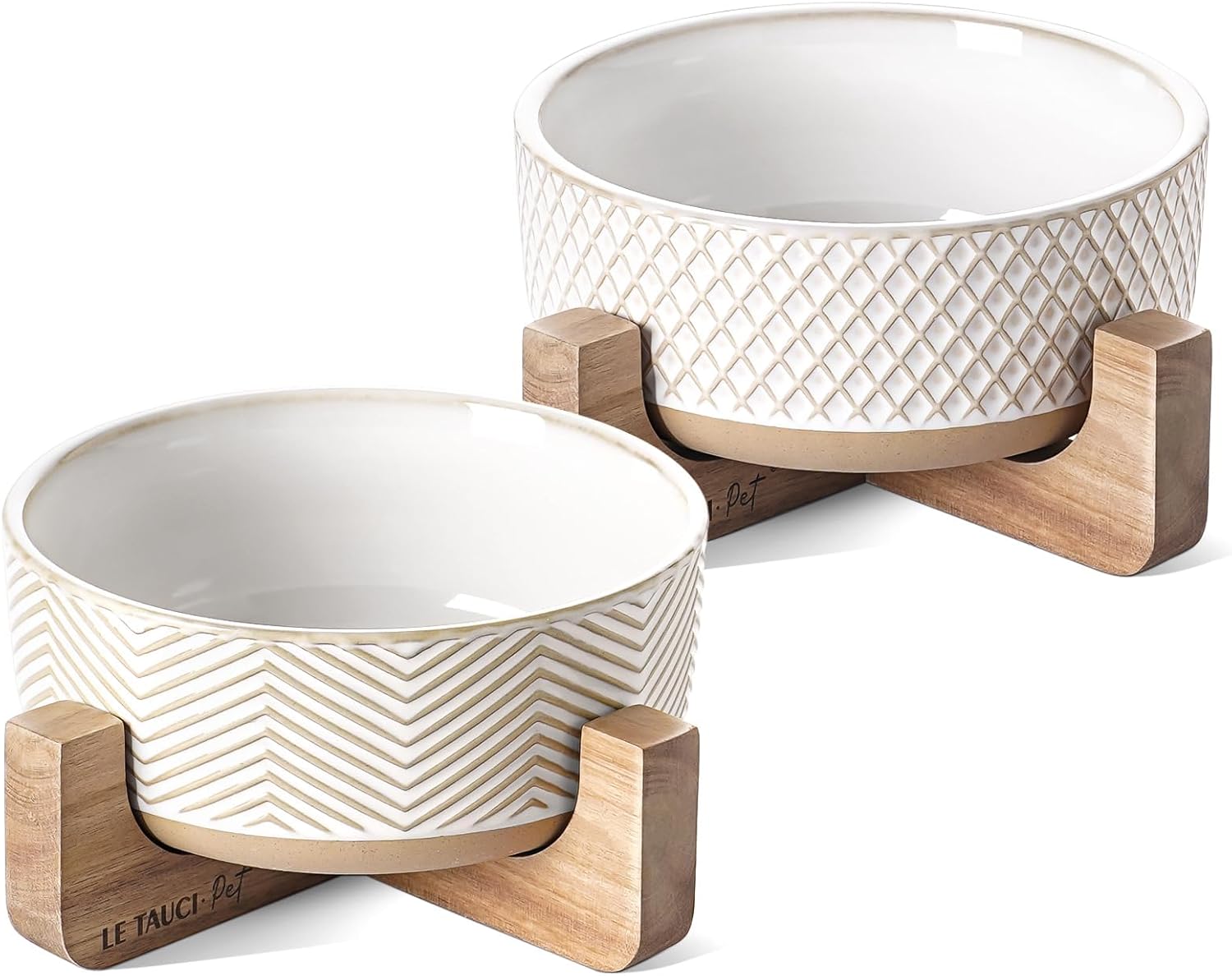 LE TAUCI PET Ceramic Dog Bowl Set for Medium Small Dogs