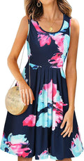 KILIG Womens Summer Dresses Casual Pleated Floral A-line Tank