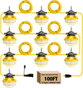 100FT Construction String Lights with Cage - Bright, Linkable Jobsite