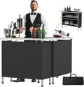 VINGLI 43 Portable Bar Table with 3-Tier Shelves for Events