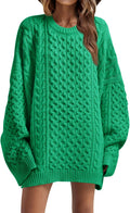 Saodimallsu Womens Oversized Cable Knit Crewneck Sweater (Style 23R3)