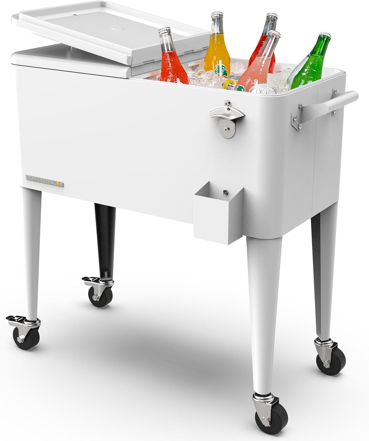 Permasteel 80 Quart Party Cooler - Rolling Ice Chest with Wheels