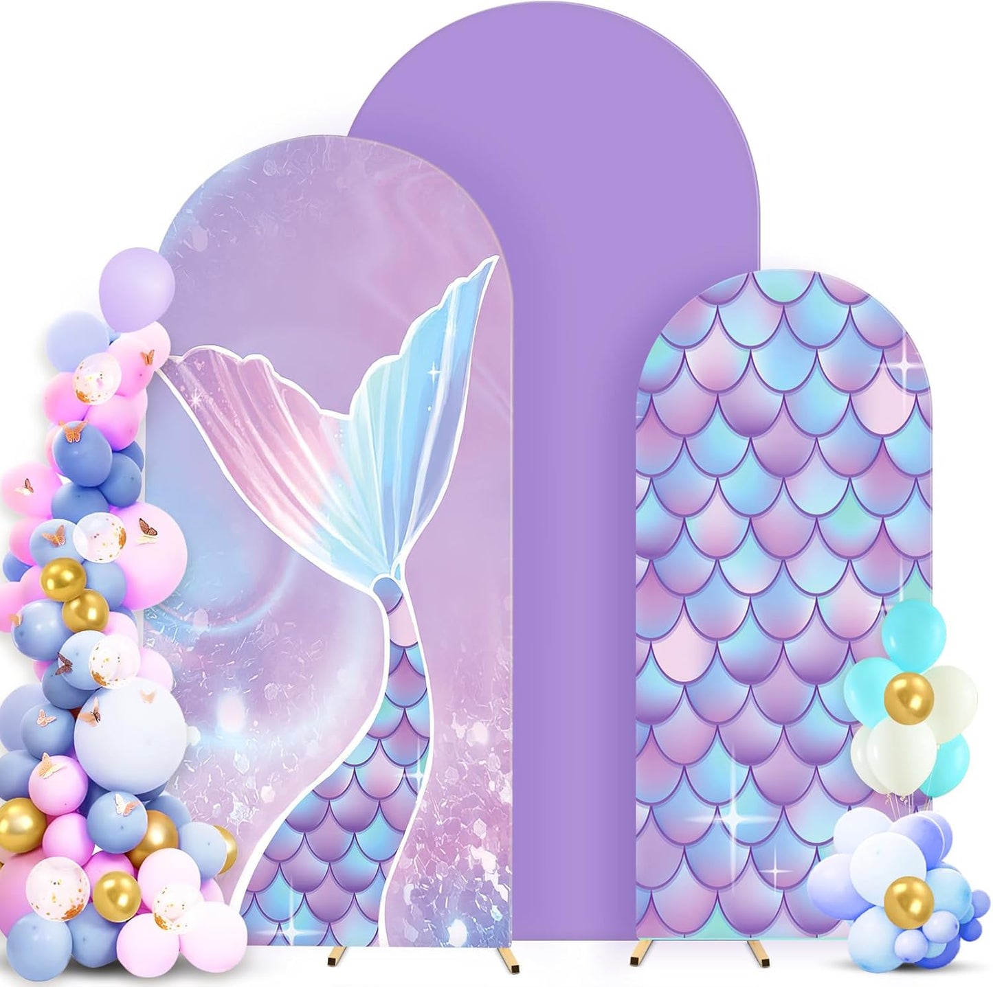 Set of 3 Mermaid Arch Backdrop Covers for Stunning Events