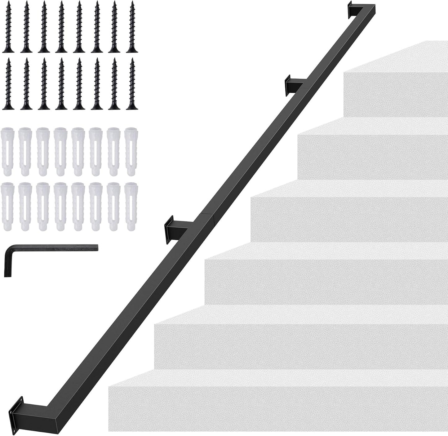 7FT Square Tube Handrail by KWDOBUUS for Indoor Stairs