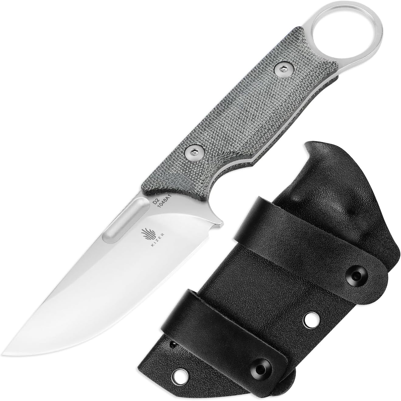 Kizer Cabox Fixed Blade Knife with Micarta Handle and Sheath