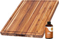 Teak Edge-Grain Cutting Board with Juice Groove and Oil Set