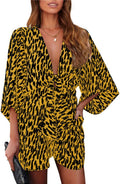 Womens Floral Print Shorts Jumpsuit Wrap V Neck Romper - Flattering