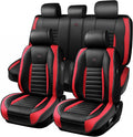 Black Red Nappa Leather Car Seat Covers Full Set - Waterproof Luxury