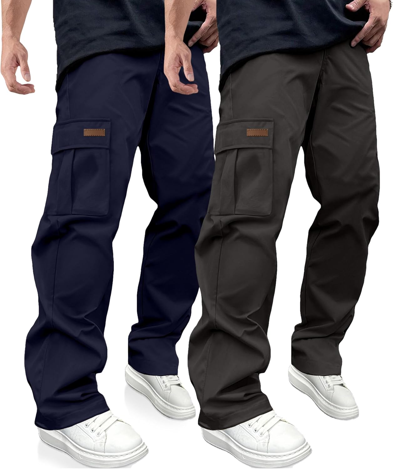 PLEPAN Men's Casual Cargo Pants for Hiking and Workout Use