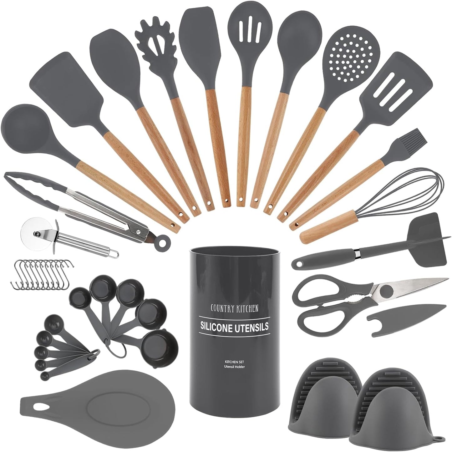 Country Kitchen Non Stick Silicone Utensil Set for Cooking