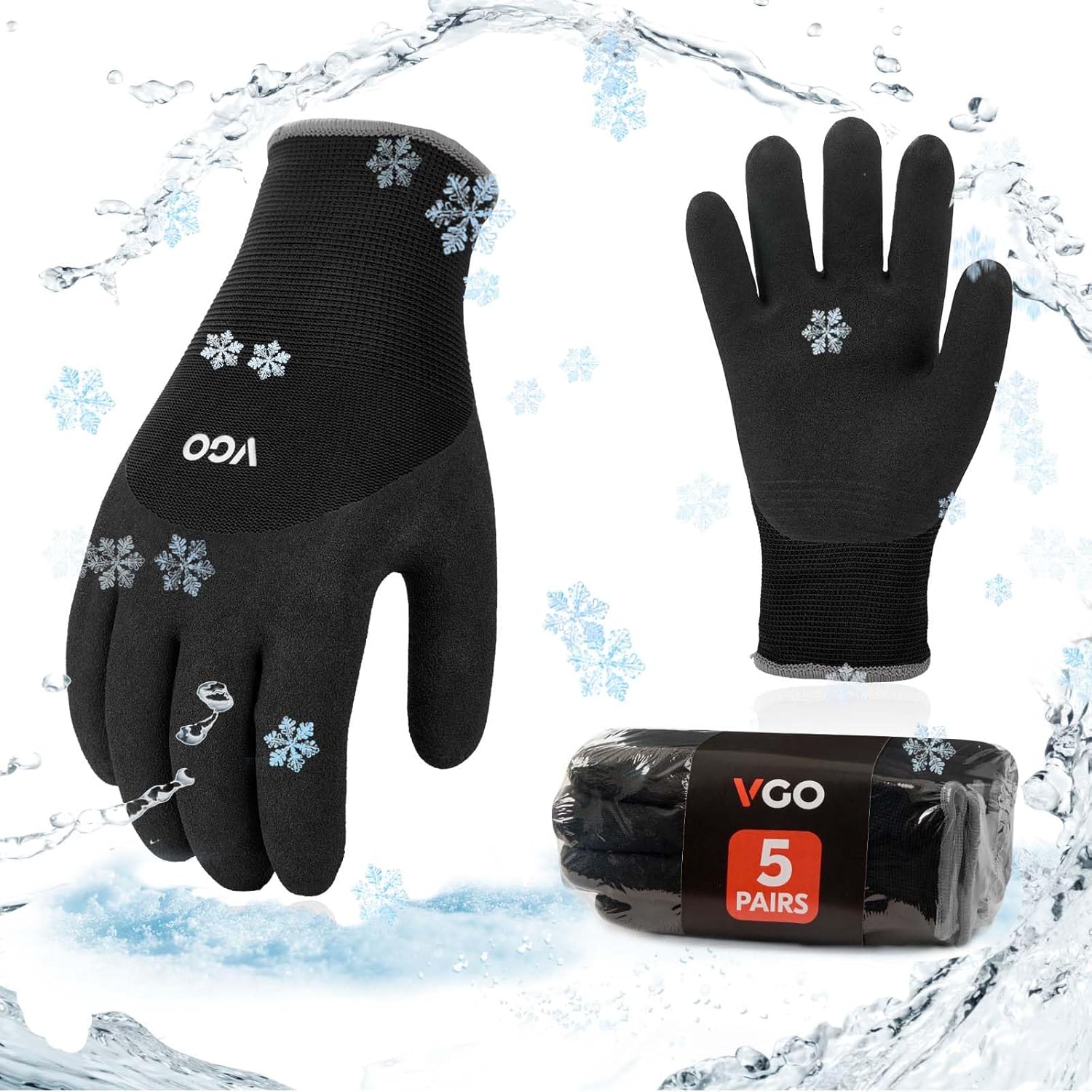 Vgo 5-Pairs Freezer Winter Work Gloves for Heavy Duty Tasks