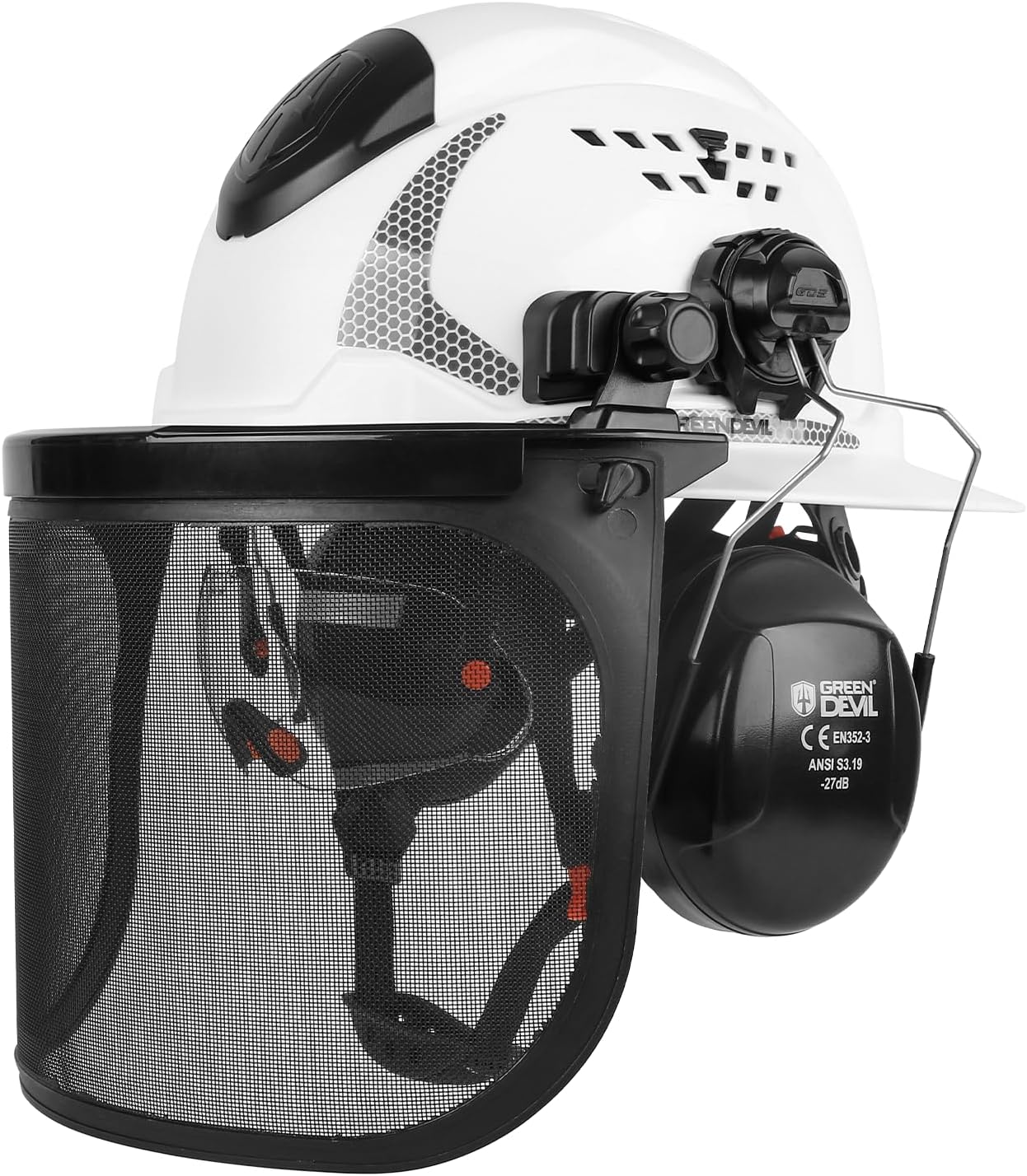 GREEN DEVIL Chainsaw Helmet with Face Shield and Ear Muffs