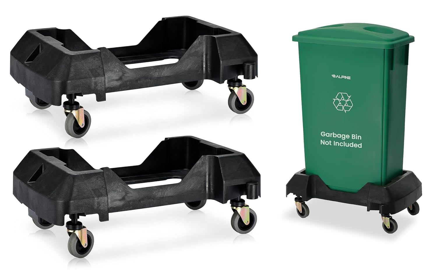 Alpine 16/23 Gallon Slim Trash Can Dolly for Easy Mobility