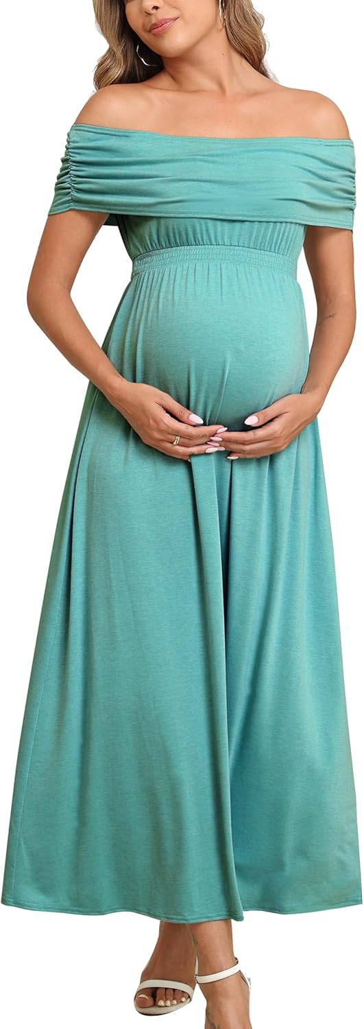 Off The Shoulder Maxi Maternity Dress for Photoshoot Events