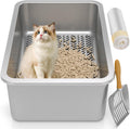 XXL Stainless Steel Sifting Litter Box for Big Cats Comfort