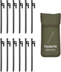 Ultra Durable 10 Tent Stakes - 12-Pack Heavy Duty Metal Stakes for Tough Terrain