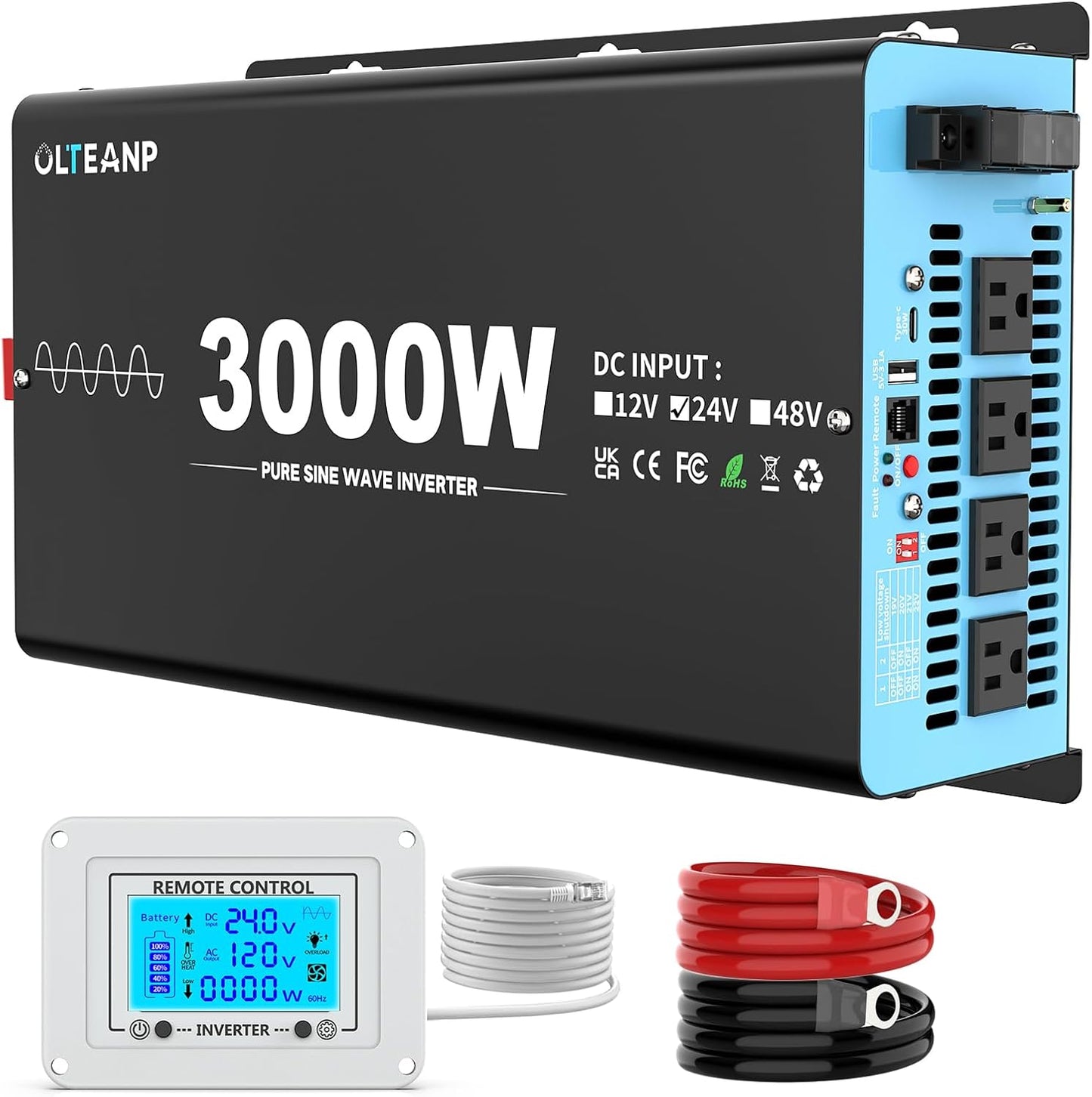 24V 3000 Watts Pure Sine Wave Inverter for Safe Power Use