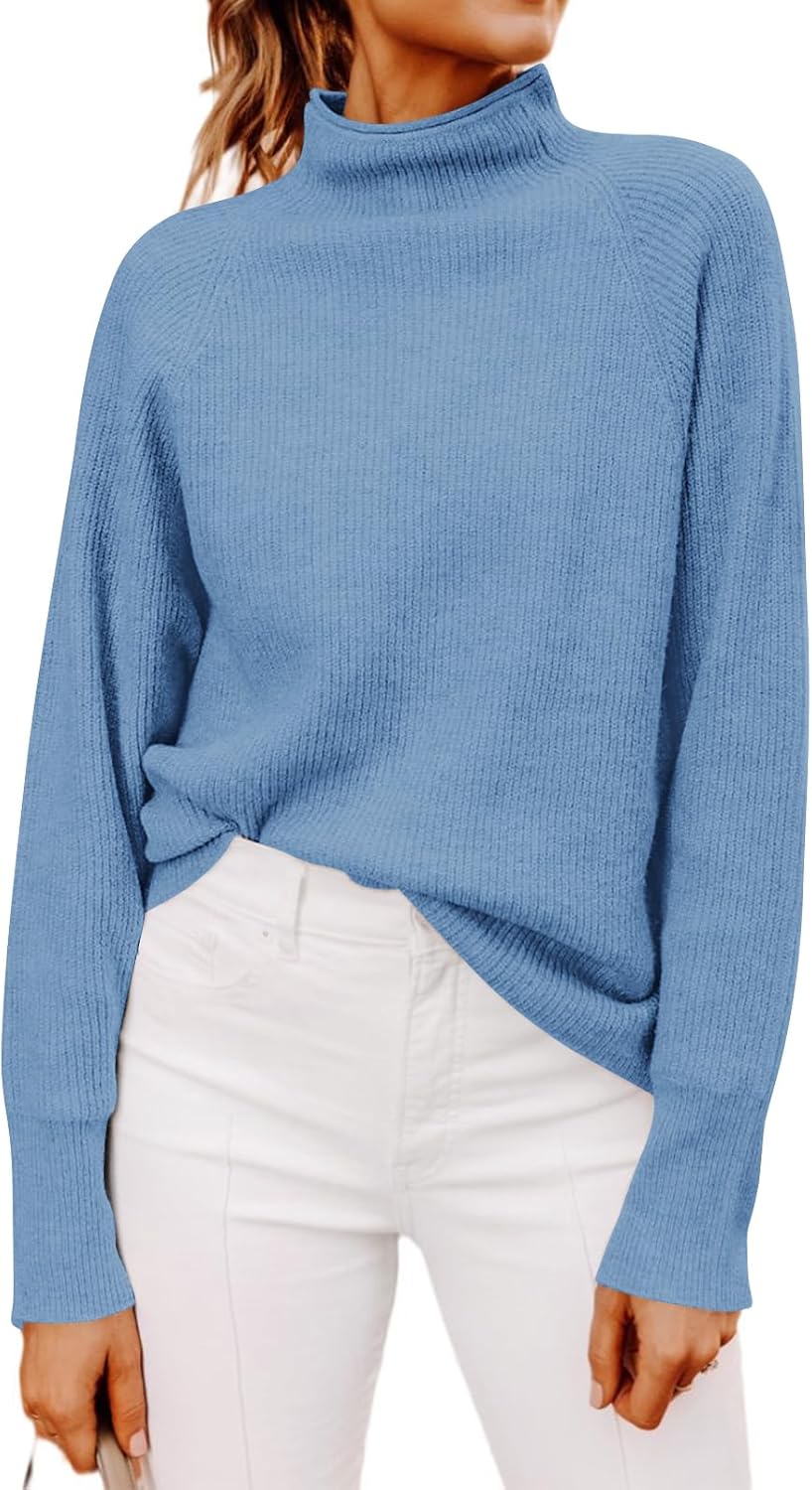 Yousify Womens Ribbed Mock Neck Batwing Sleeve Sweater Review