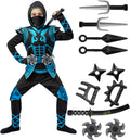 Blue Ninja Costume Set for Kids - Complete Halloween Outfit Medium