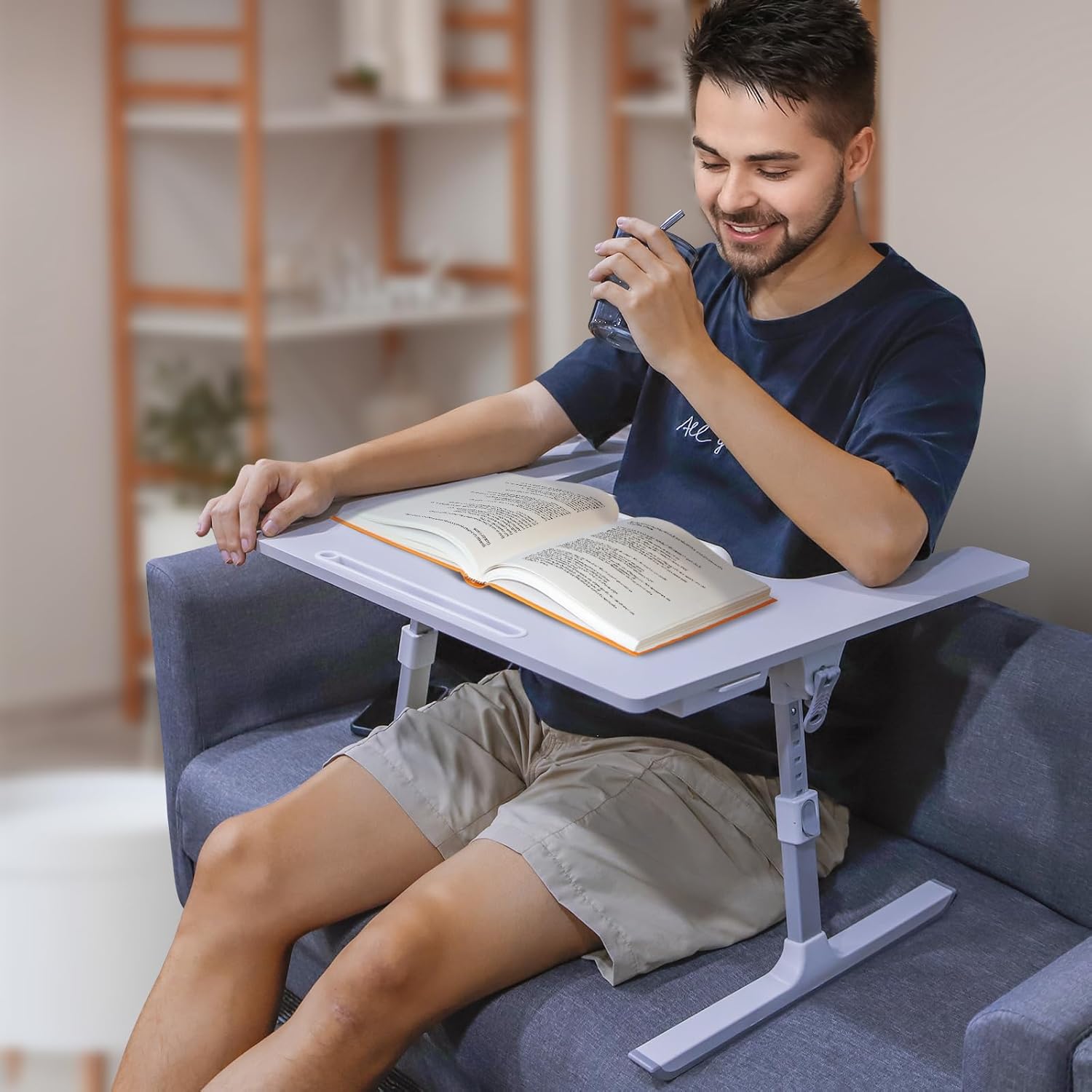 Adjustable Lap Desk with Drawer & Tablet Slot
