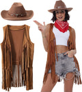 Western Outfits for Women with Cowgirl Tassel Vest and Hat
